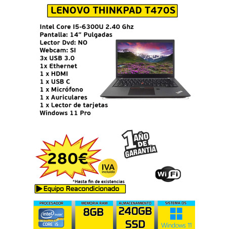 LENOVO THINKPAD T470S CORE I5