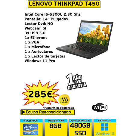LENOVO THINKPAD T450 CORE I5