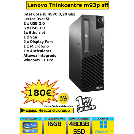 LENOVO THINKCENTRE M93P SFF 16 GB 480 GB SSD CORE I5