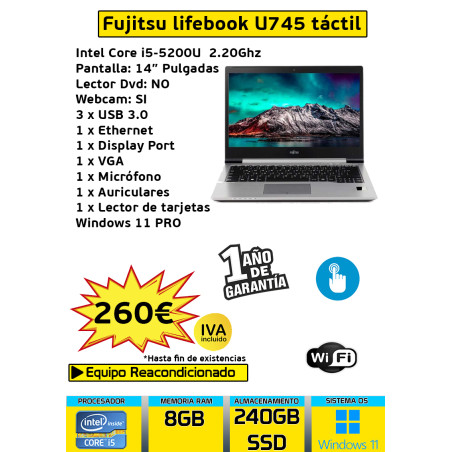 FUJITSU LIFEBOOK U745 TÁCTIL CORE I5