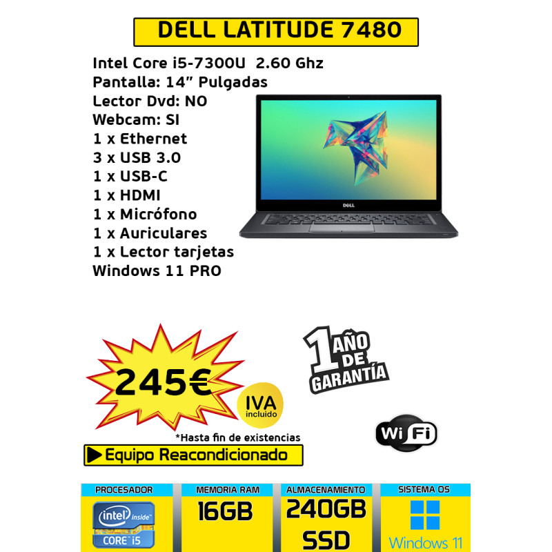 DELL LATITUDE 7480 CORE I5 16 GB 240 GB SSD