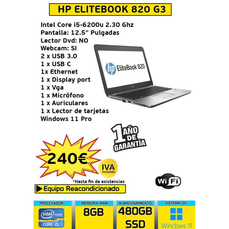 HP ELITEBOOK 820 G3 CORE I5