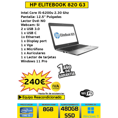 HP ELITEBOOK 820 G3 CORE I5