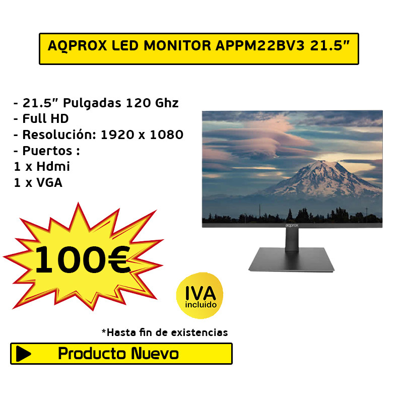 MONITOR LED AQPROX OFFICE APPM22BV3 21.5" _NUEVO_