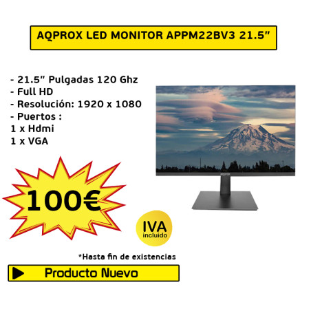 MONITOR LED AQPROX OFFICE APPM22BV3 21.5" _NUEVO_