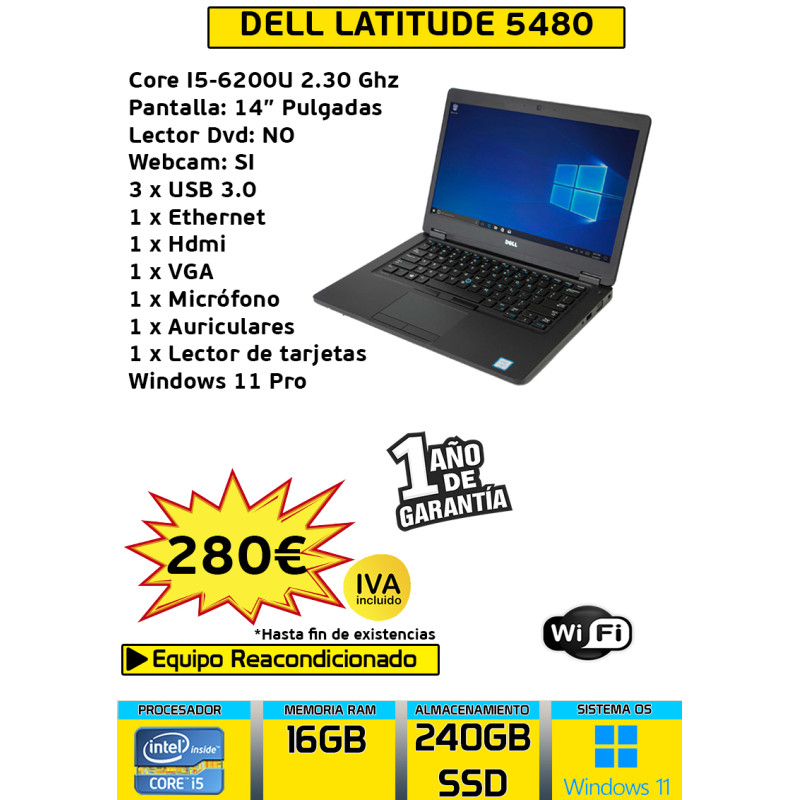 DELL LATITUDE 5480 CORE I5 16GB 240GB SSD