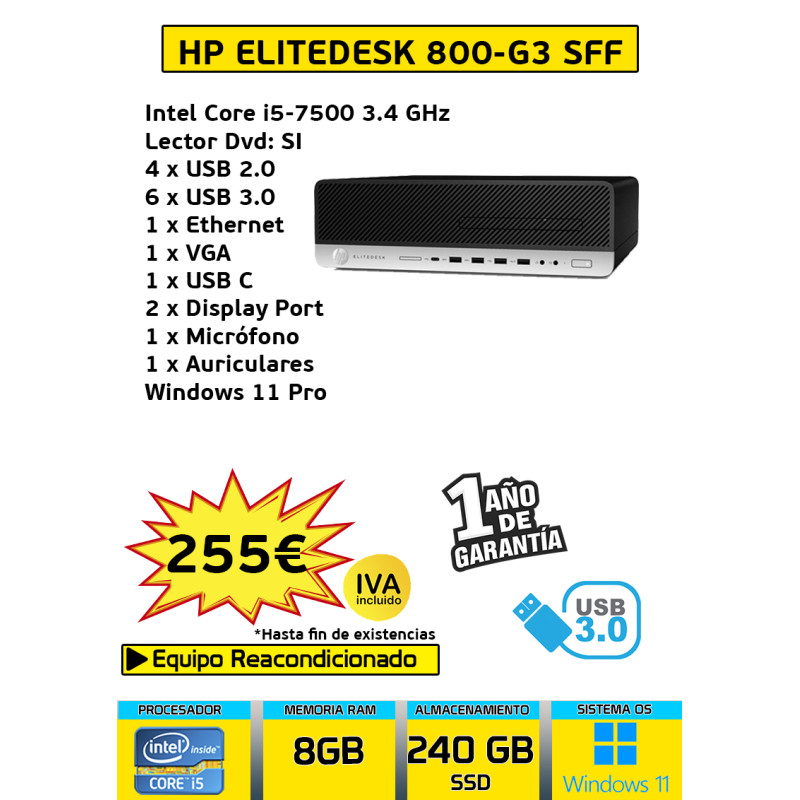 HP ELITEDESK 800-G3 SFF CORE I5 8GB RAM 240GB SSD
