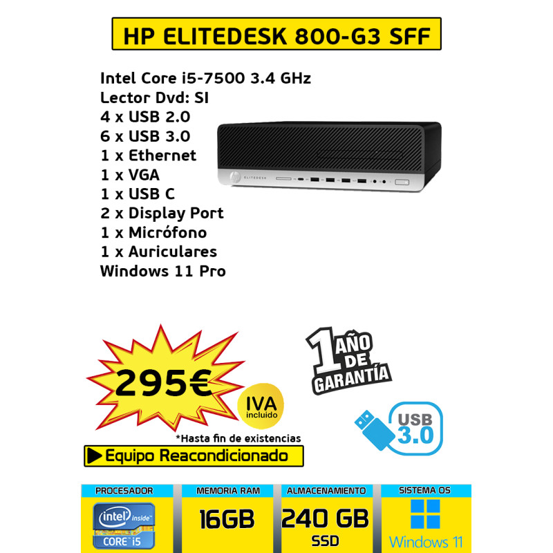 HP ELITEDESK 800-G3 SFF CORE I5 16GB RAM 240GB SSD