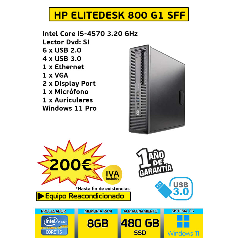 HP ELITEDESK 800 G1 SFF CORE I5 8GB RAM 480GB SSD